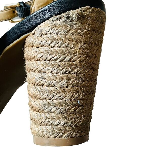 TALBOTS Black Strappy Espadrille Heel Black Leather Pumps SZ 10 - Picture 9 of 12